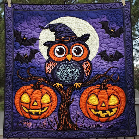 Owl Pumpkins Night Quilt Blanket