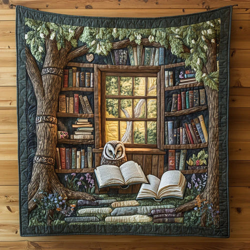 Owl's Reading Nook Quilt Blanket