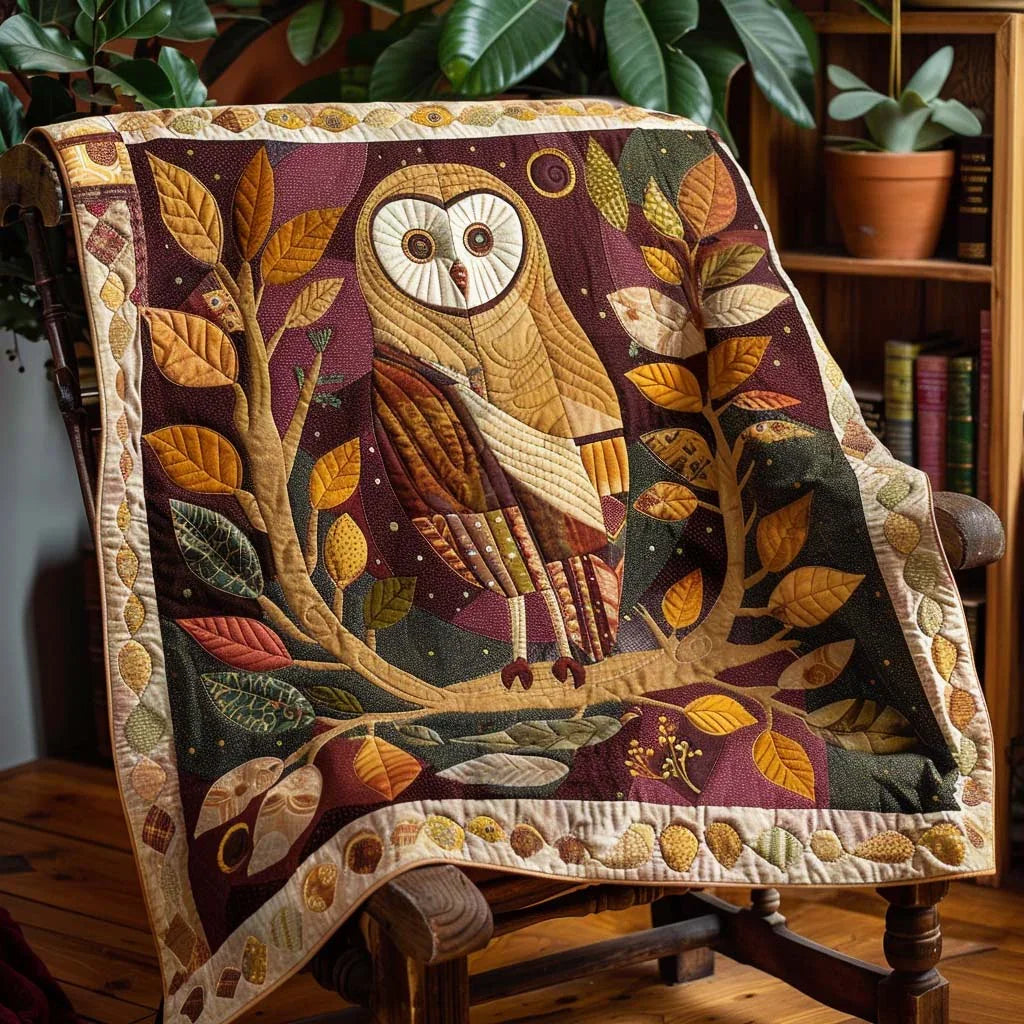 Owl Trails Quilt Blanket - Quilted Blanket by OtterMia