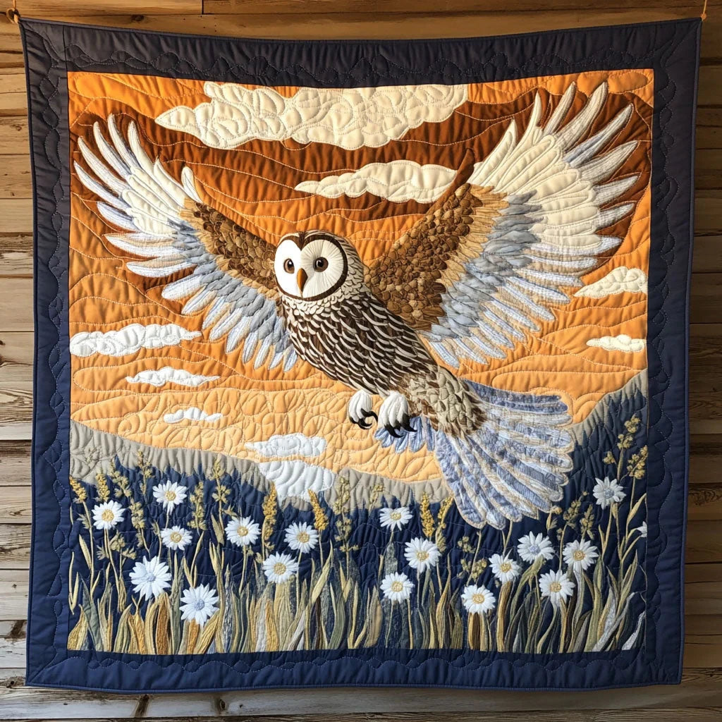 Owl Under Dawn Quilt Blanket