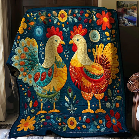 Painted Farm Chicken Quilt Blanket