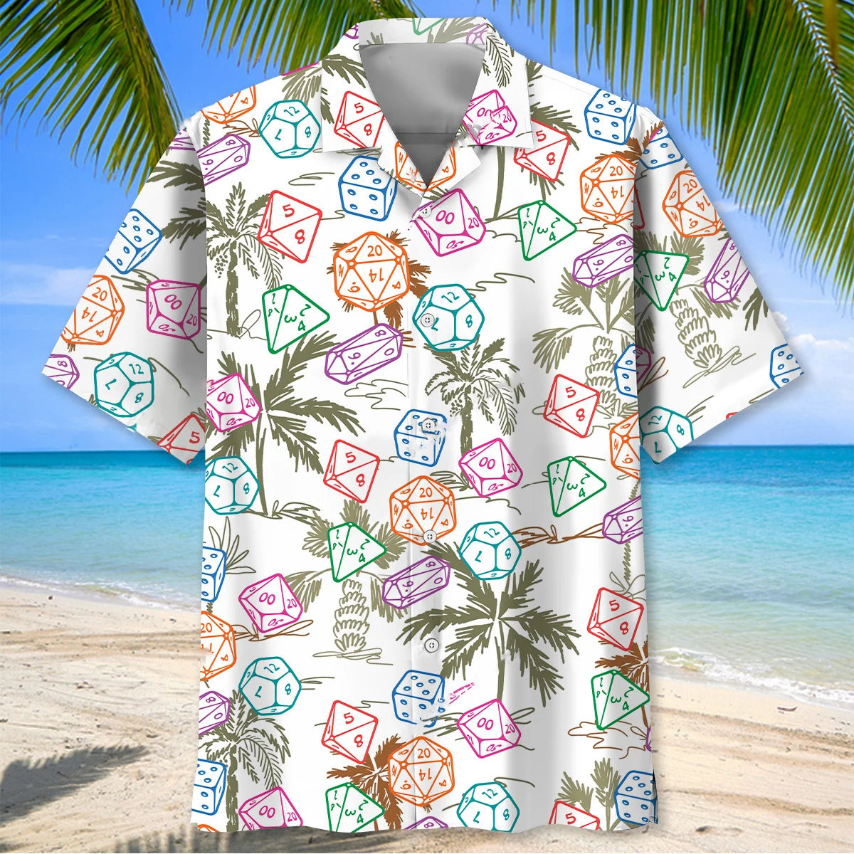 Palm Tree Dice Hawaiian Shirt, custom shirt gift for men (view 2)