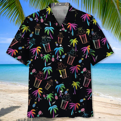 Palm Tree Shaker Bartender Hawaiian Shirt, custom shirt gift for men