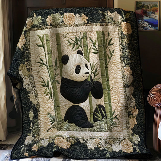 Panda's Bamboo Garden Quilt Blanket