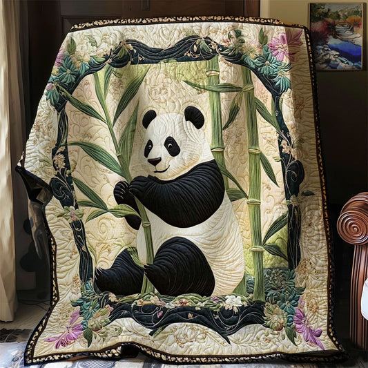 Panda's Bamboo Garden Quilt Blanket
