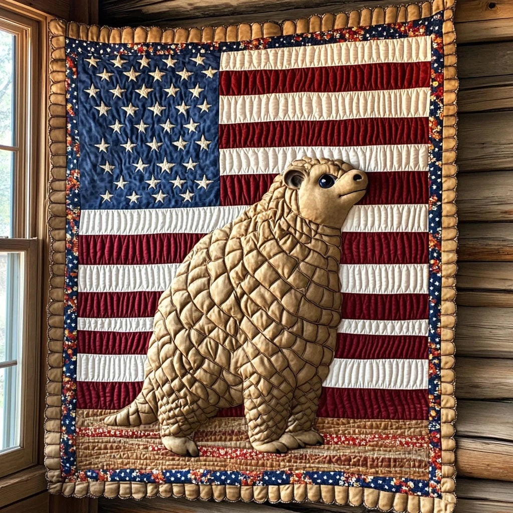Pangolin Of Liberty Quilt Blanket