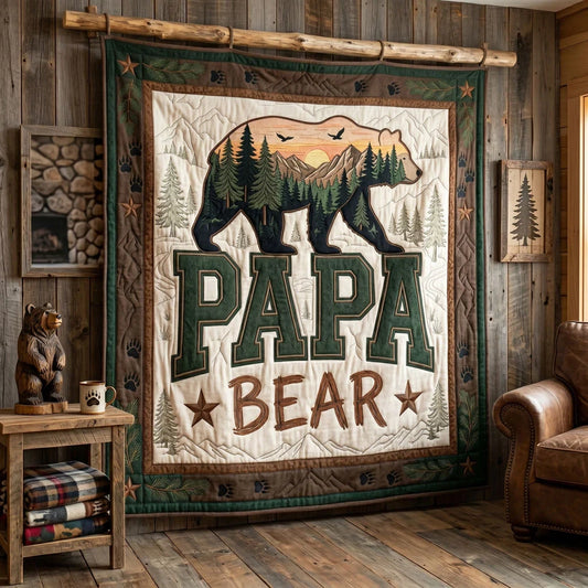 Papa Bear Mountain Sunset Quilt Blanket