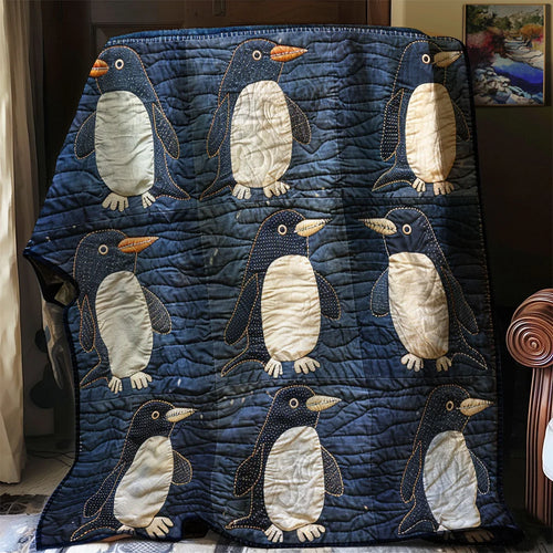 Parade Of Penguins Quilt Blanket