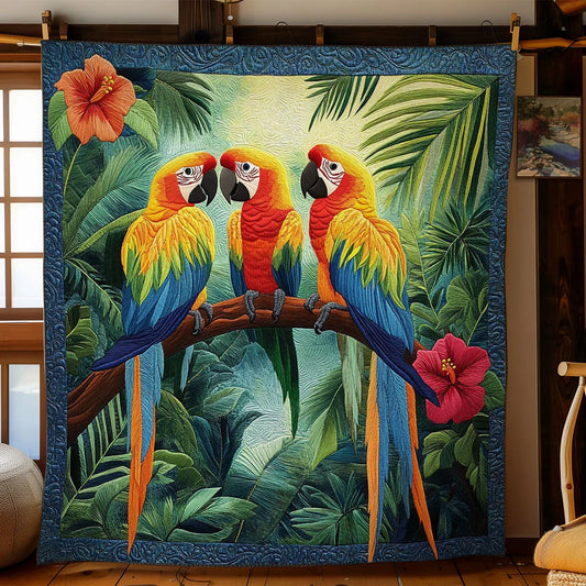Parrot Forest Quilt Blanket