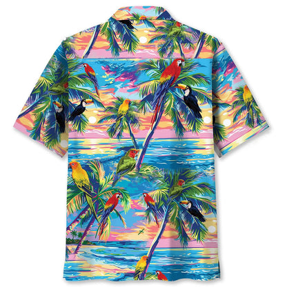 Parrot Summer Beach Hawaiian Shirt, custom shirt gift for men (view 2)