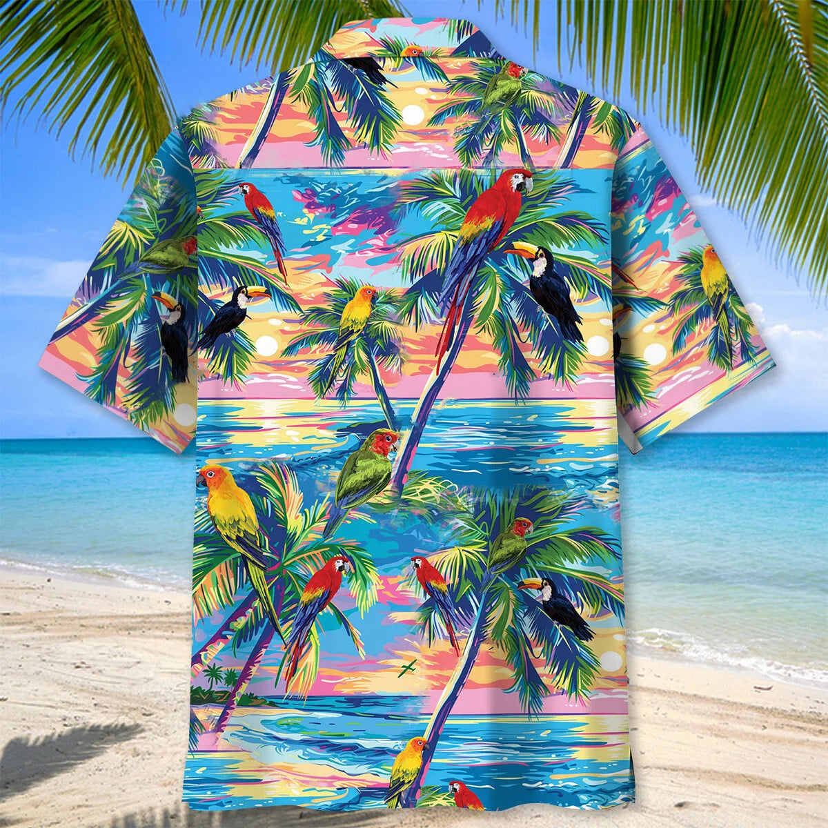 Parrot Summer Beach Hawaiian Shirt, custom shirt gift for men (view 3)