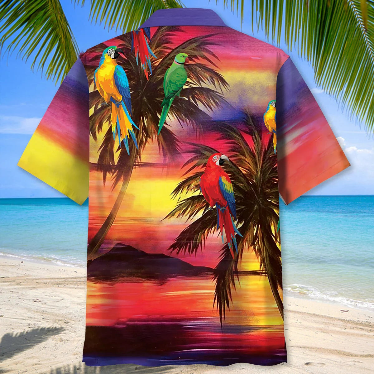 Parrot Sunset Beach Hawaiian Shirt, custom shirt gift for men (view 3)
