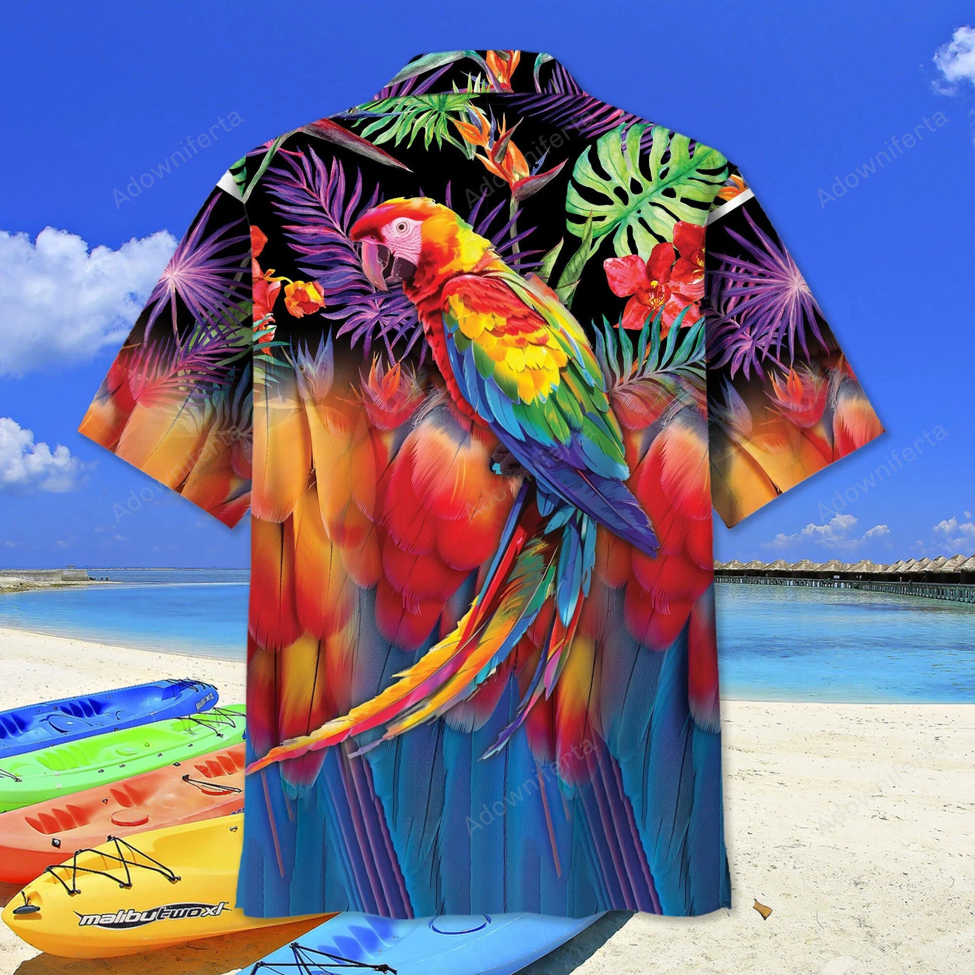 Parrot Tropical Jungle Hawaiian Shirt, custom shirt gift for men (view 3)