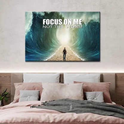 focus on me not the storm parting of the red sea christian wall art canvas (Landscape) (view 5)