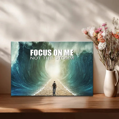 focus on me not the storm parting of the red sea christian wall art canvas (Landscape) (view 6)