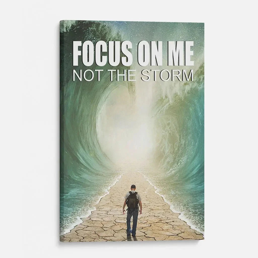 focus on me not the storm parting of the red sea christian wall art canvas (Landscape) (view 11)