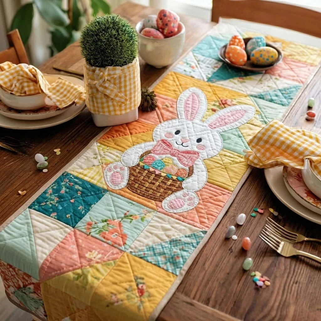 Pastel Bunny Quilted Table Runner