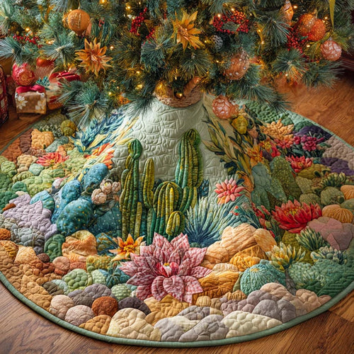 Pastel Rock Garden Quilted Tree Skirt