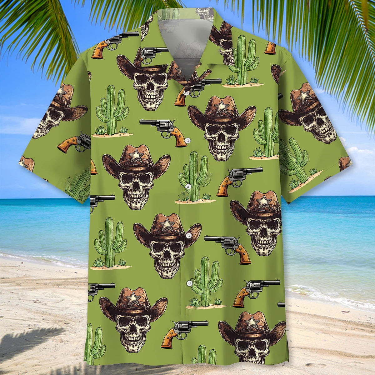 Pastel Green Cowboy Hawaiian Shirt, custom shirt gift for men (view 3)