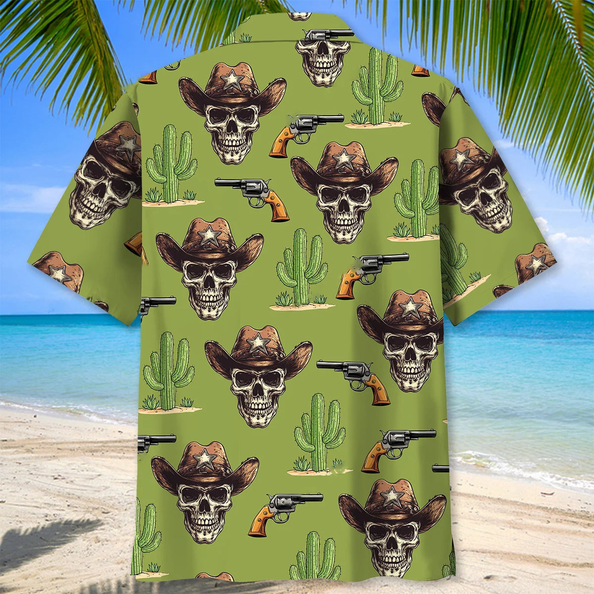 Pastel Green Cowboy Hawaiian Shirt, custom shirt gift for men (view 4)
