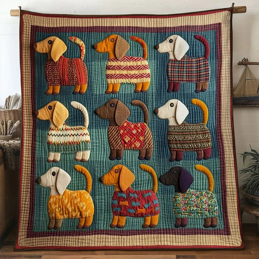 Patch Smile Dachshund Quilt Blanket