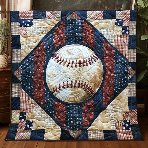 Patchwork Baseball Vintage Quilt Blanket