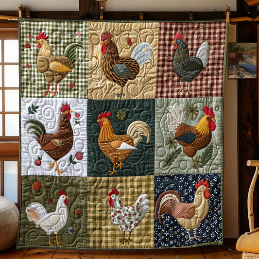 Patchwork Chicken Quilt Blanket