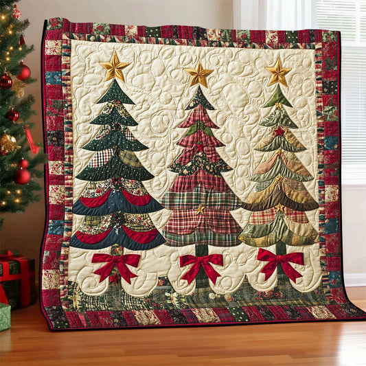 Patchwork Christmas Spirit Quilt Blanket