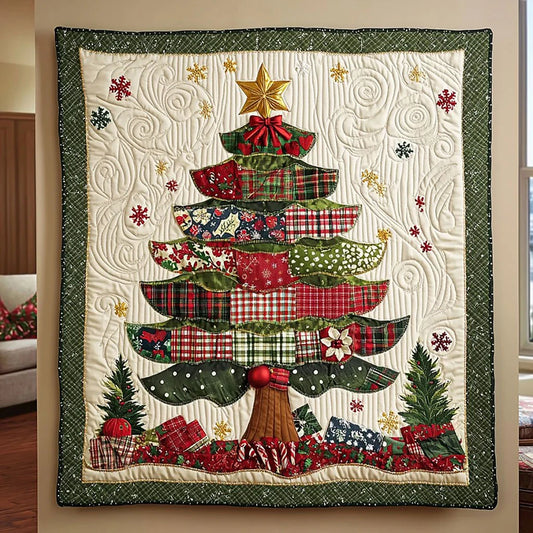 Patchwork Christmas Tree Quilt Blanket