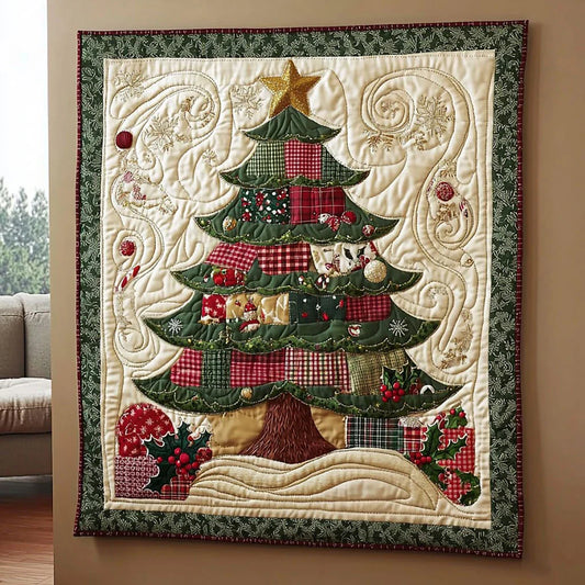 Patchwork Christmas Tree Quilt Blanket