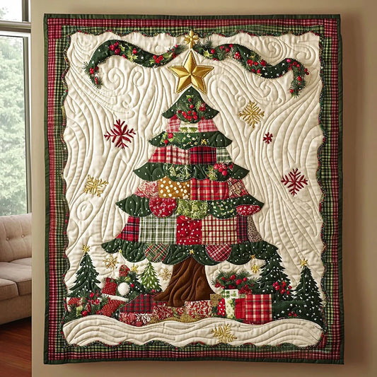 Patchwork Christmas Tree Quilt Blanket