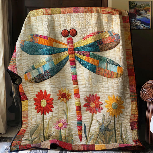 Patchwork Dragonfly Quilt Blanket