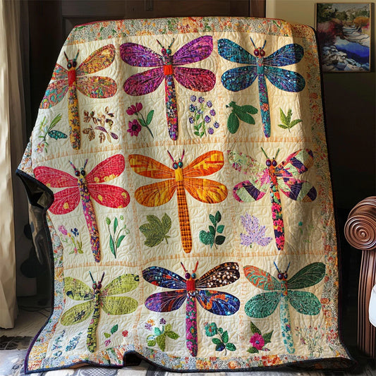 Patchwork Dragonfly Quilt Blanket
