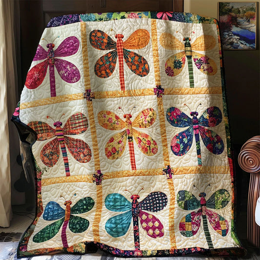 Patchwork Dragonfly Quilt Blanket
