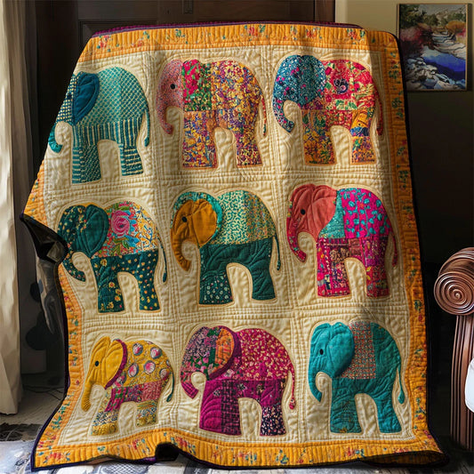Patchwork Elephant Quilt Blanket