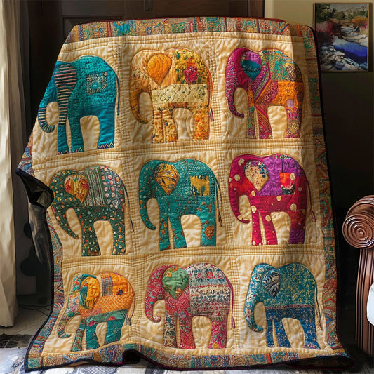 Patchwork Elephant Quilt Blanket