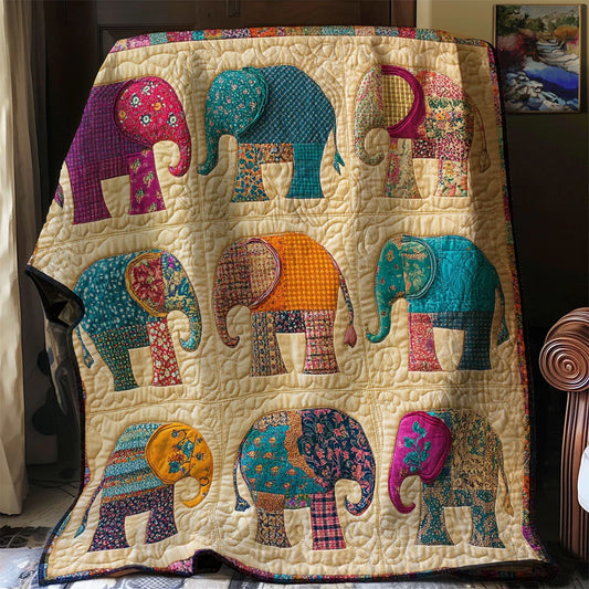 Patchwork Elephant Quilt Blanket