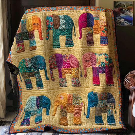 Patchwork Elephant Quilt Blanket