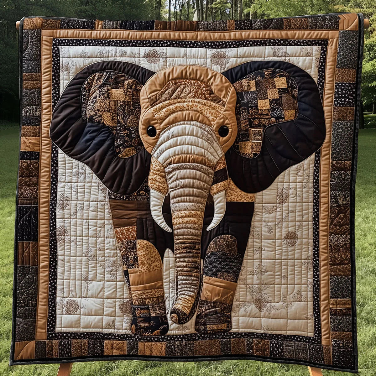 Patchwork Elephant Quilt Blanket