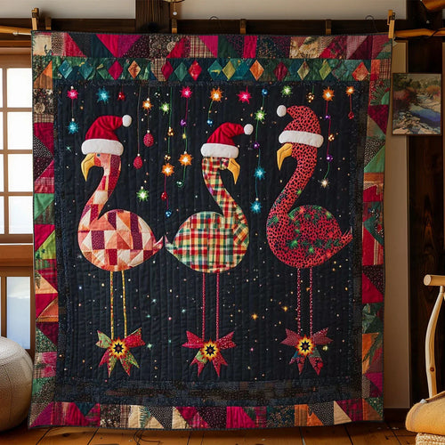 Patchwork Flamingo Celebration Quilt Blanket