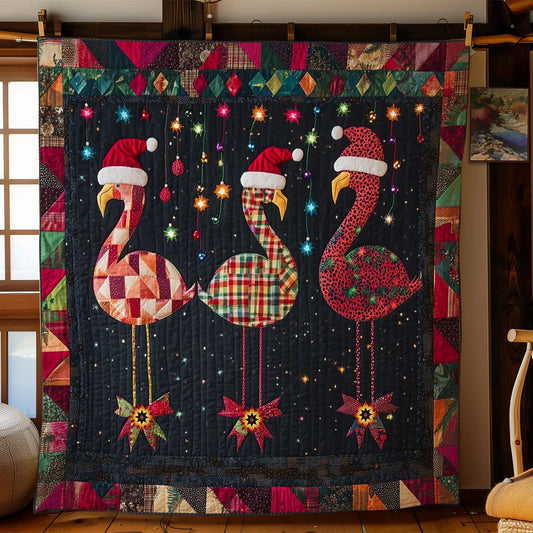 Patchwork Flamingo Celebration Quilt Blanket
