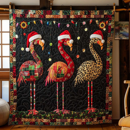 Patchwork Flamingo Glow Quilt Blanket