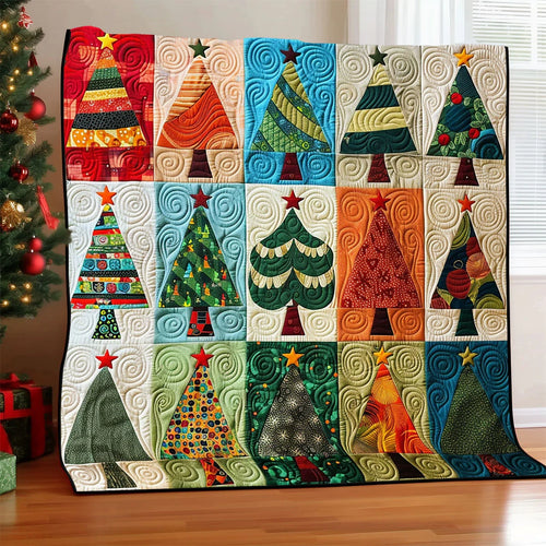 Patchwork Holiday Christmas Tree Quilt Blanket