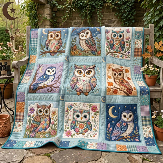 Patchwork Owl Garden Quilt Blanket