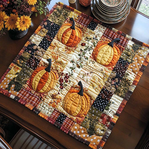Patchwork Pumpkins Quilted Table Topper