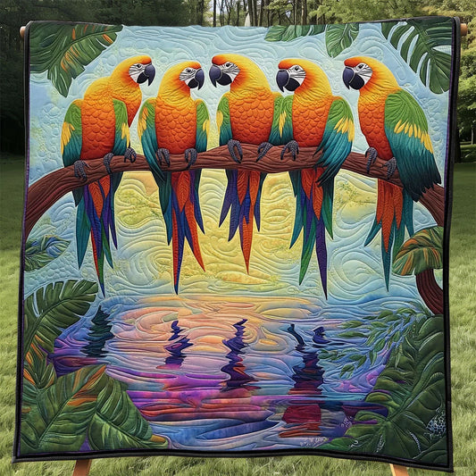 Tropical Parrot Quilt Blanket