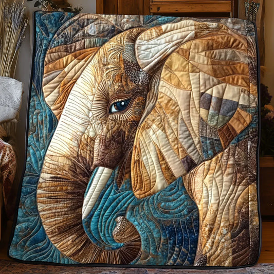 Patchwork Vintage Elephant Quilt Blanket