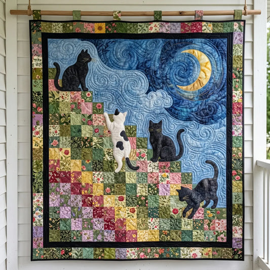 Patchwork With Cats Quilt Blanket