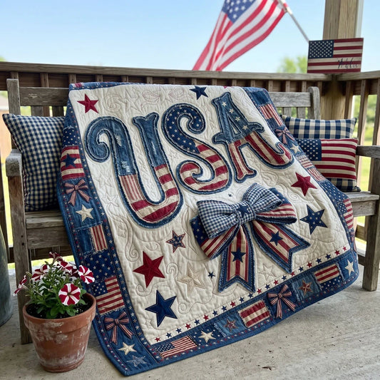 Patriot Bow Quilt Blanket