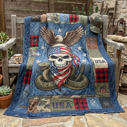 Patriot Skull Rider Quilt Blanket